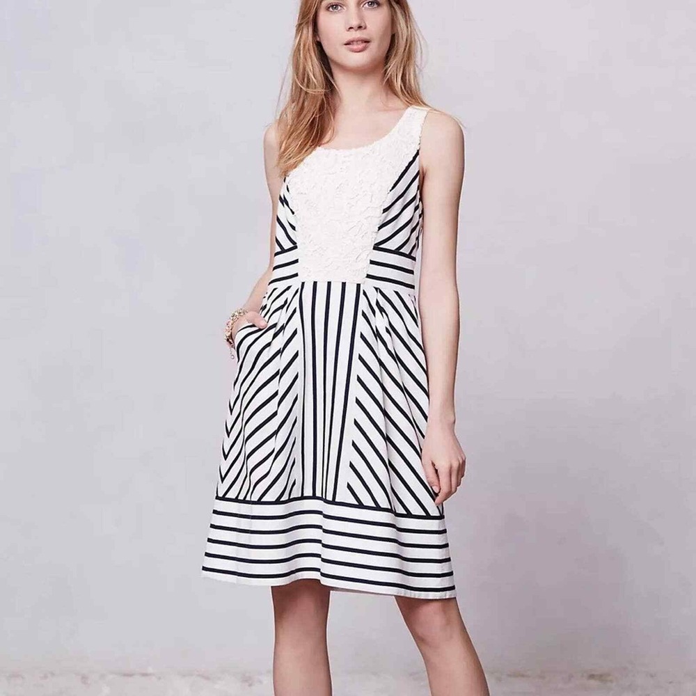 Anthropologie Maeve Chessia Striped‎ Dress